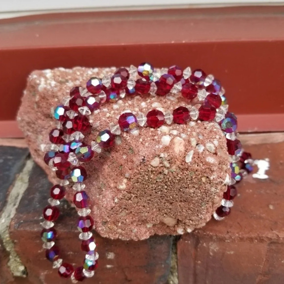 Vintage ruby red aurora borealis necklace‎ - Picture 3 of 6